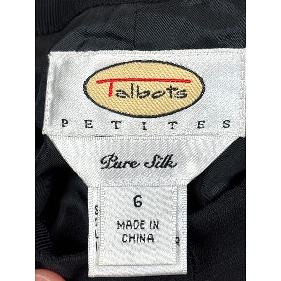 Talbots Womens 6P Black 100% Pure Silk High Waist Tailored Dress Pant Slacks NEW - Picture 4 of 6